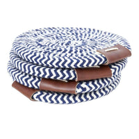 Thumbnail for Nautical Rope Coasters with Leather Detail, Set of 4 Coasters New England Trading Co   