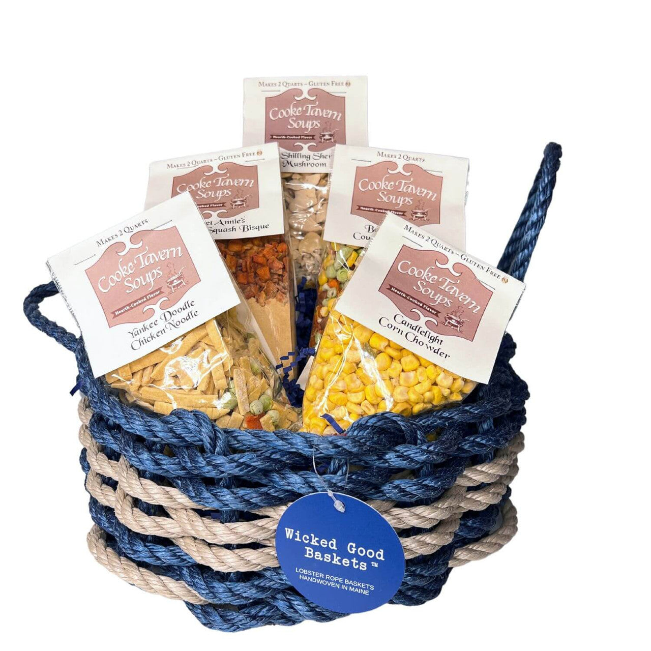 New England Chowder Lobster Rope Gift Basket Food Gift Baskets The New England Trading Company   
