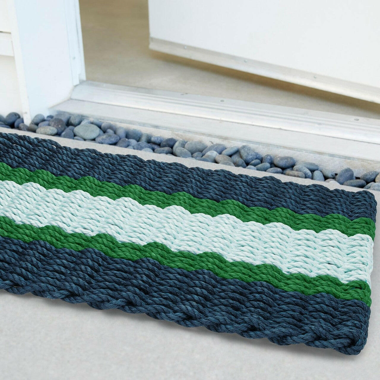 Wicked Good Nautical Rope Doormat, Navy, Green, Seafoam Door Mats Wicked Good Doormat   