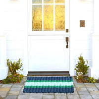 Thumbnail for Lobster Rope Doormats, Outdoor Door Mats, Wicked Good Door Mats Made in Maine, Navy, Green, Seafoam, At Front Door with Mums