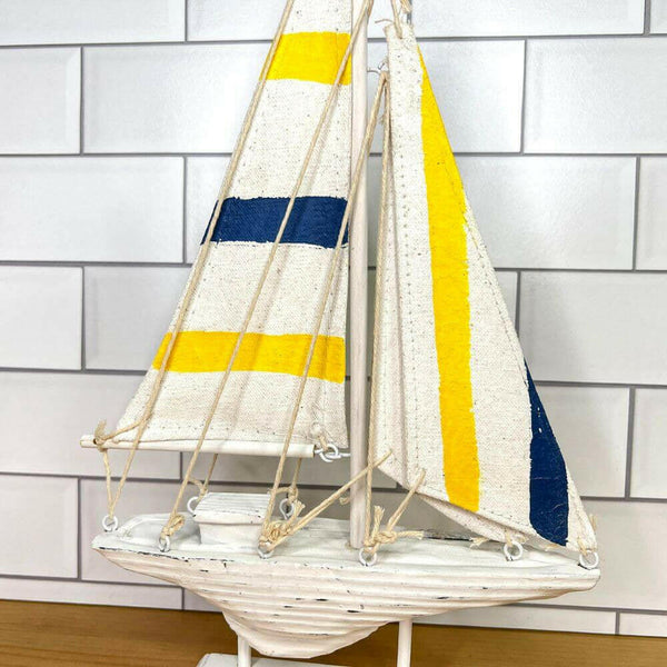 12" Wooden Sailboat Schooner, 3 Colors Decor New England Trading Co   