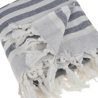 Thumbnail for Peshtemal Pure Turkish 100% Cotton Beach Towels Beach Towels New England Trading Co Gray Stripe/Gray  
