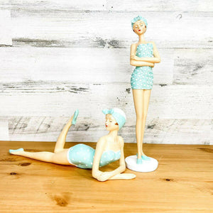 Vintage Beach Lady Standing Figurine Decor New England Trading Co   