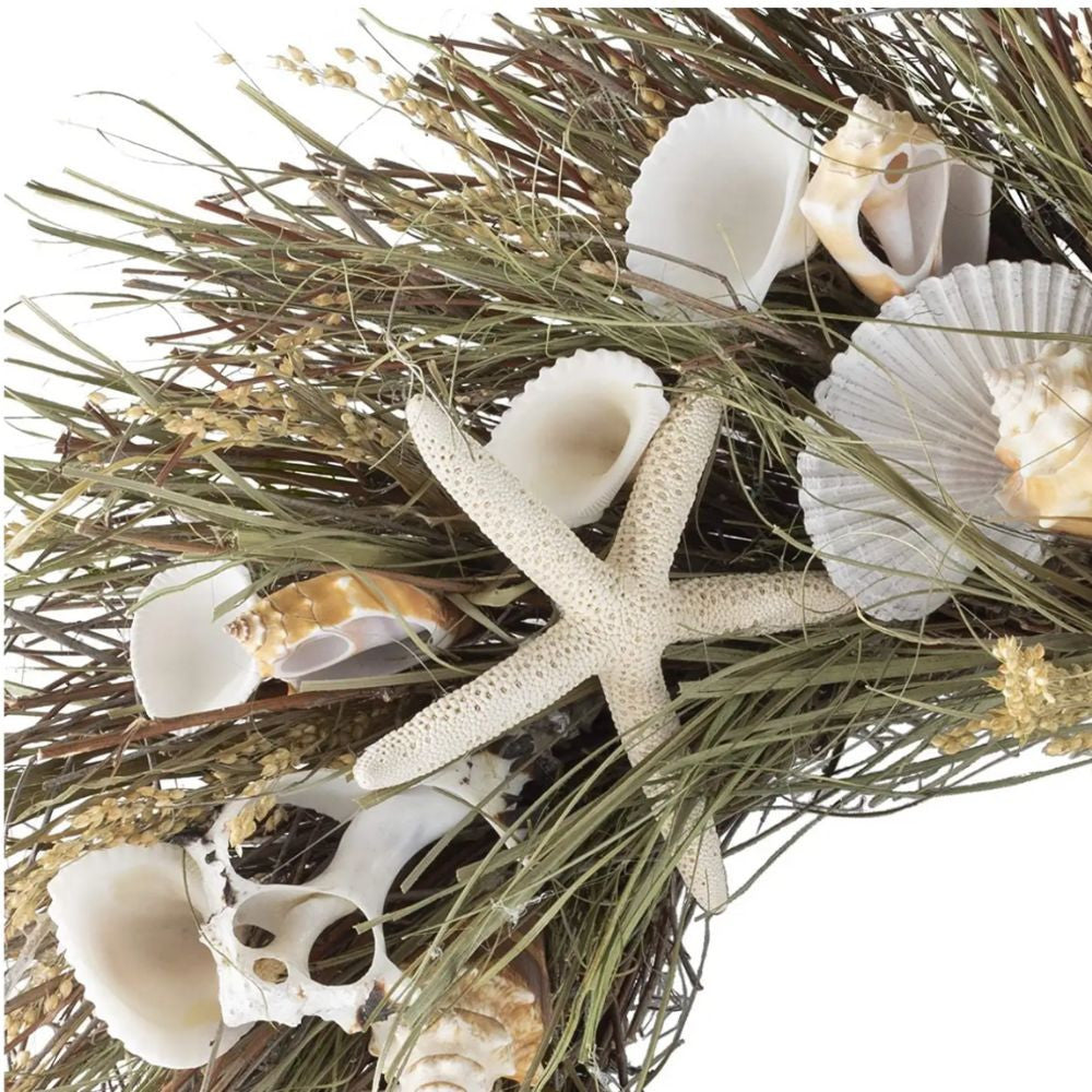 21" Seagrass, Starfish & Shell Door Wreath Wreaths & Garlands New England Trading Co   
