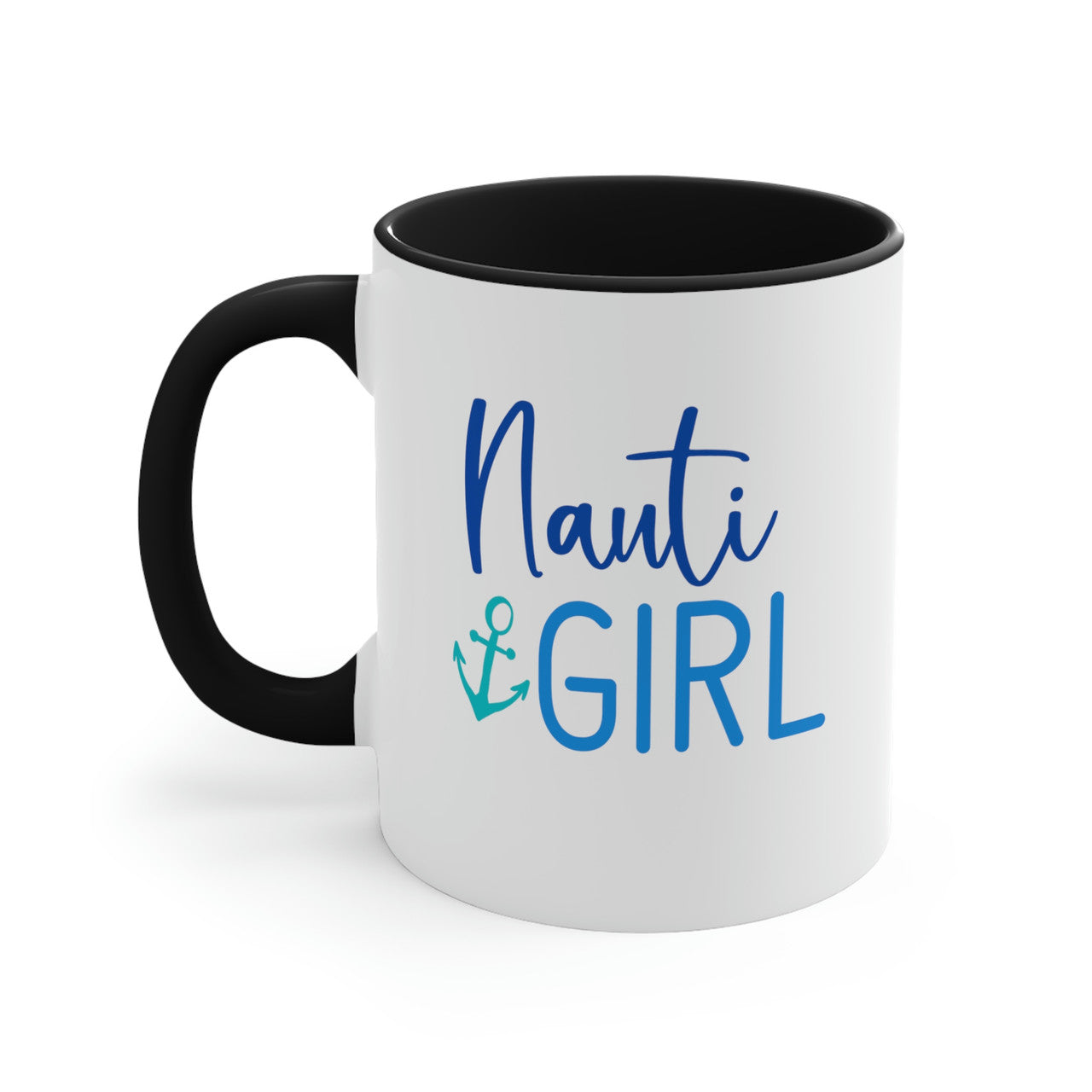 Nauti Girl Ceramic Beach Coffee Mug, 5 Colors  New England Trading Co Black  