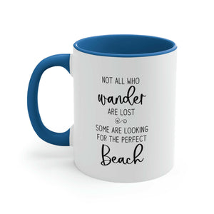 Not All Who Wander Are Lost Ceramic Beach Coffee Mug, 5 Colors Mugs New England Trading Co Light Blue  