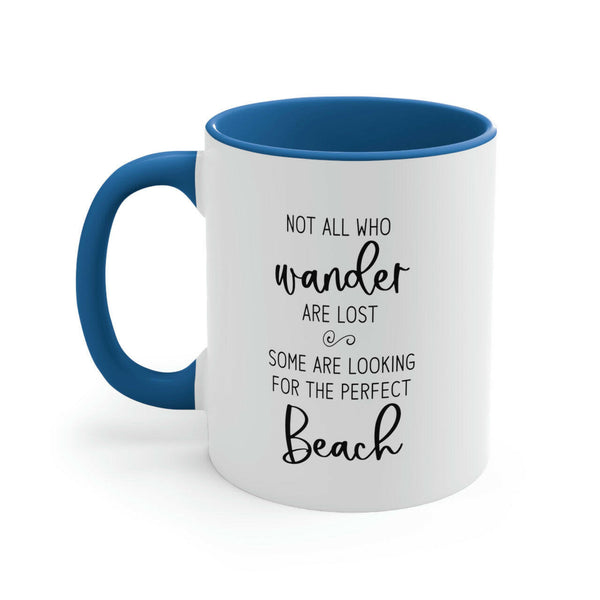 Not All Who Wander Are Lost Ceramic Beach Coffee Mug, 5 Colors Mugs New England Trading Co Light Blue  