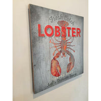 Thumbnail for Custom Vintage Wood Plank Coastal Sign, Fresh Catch Lobster Posters, Prints, & Visual Artwork New England Trading Co   
