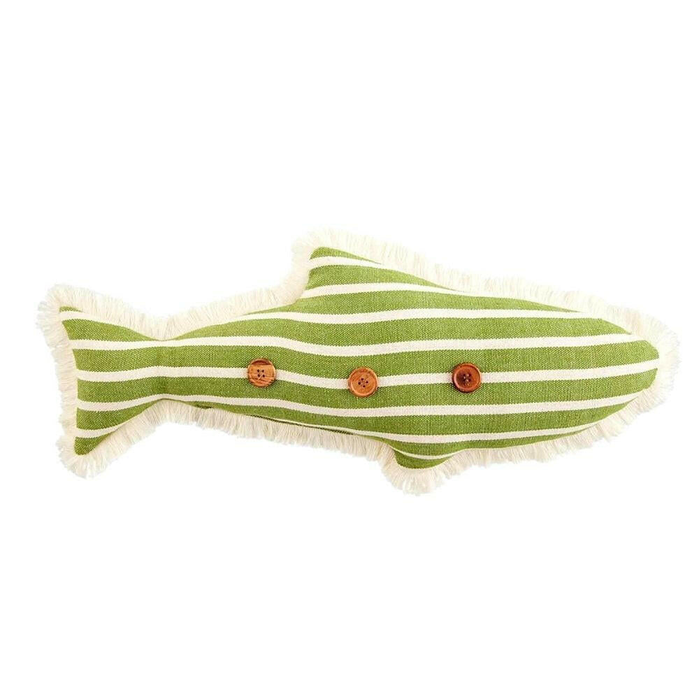 Fish Shaped Pillow, Green Stripes Throw Pillows New England Trading Co   
