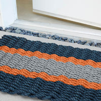 Thumbnail for Wicked Good Nautical Rope Doormat, Navy, Orange, Silver Door Mats Wicked Good Doormat   