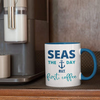 Thumbnail for Seas The Day Ceramic Beach Coffee Mug, 5 Colors Mugs New England Trading Co   