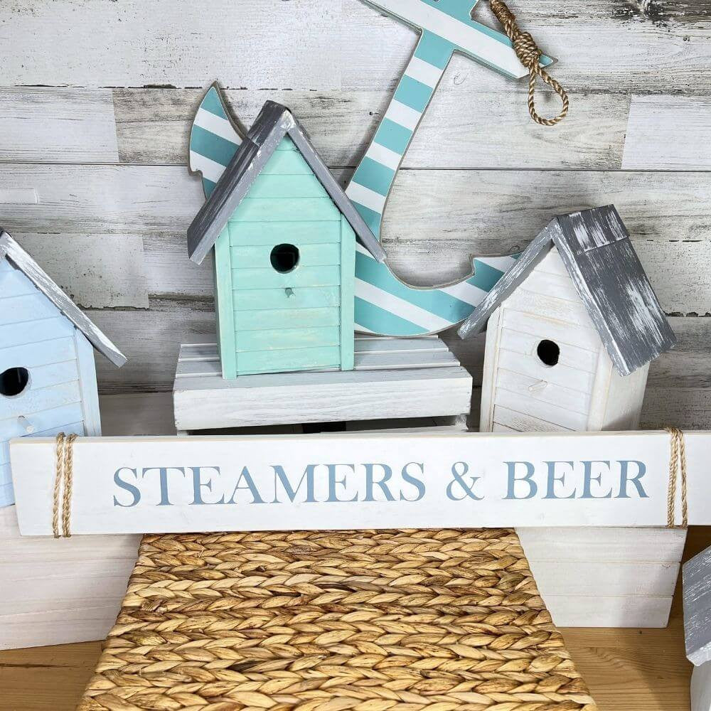 Steamers & Beer Nautical Wood Sign Decor New England Trading Co   