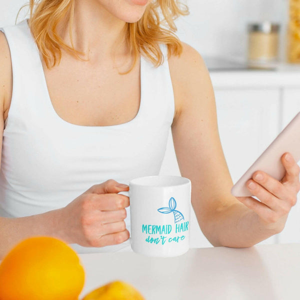 Mermaid Hair Don't Care Ceramic Beach Coffee Mug Mugs New England Trading Co   