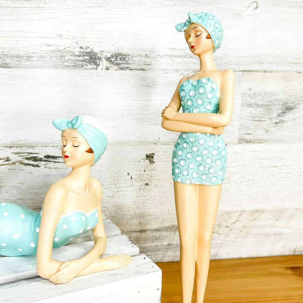 Vintage Beach Lady Standing Figurine Decor New England Trading Co   