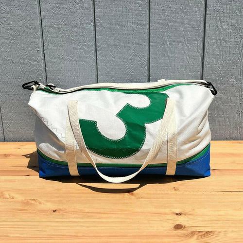 Recycled Sail Duffel Bag Duffel Bags New England Trading Co Blue & Green  