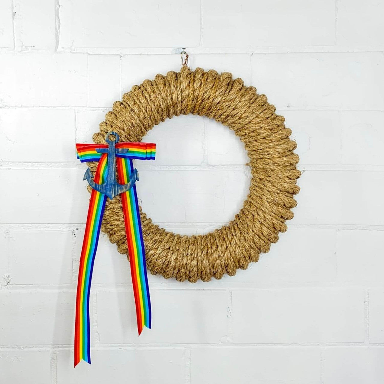 Hampton Wreath Accessories Wreaths & Garlands New England Trading Co Navy Anchor/Rainbow  