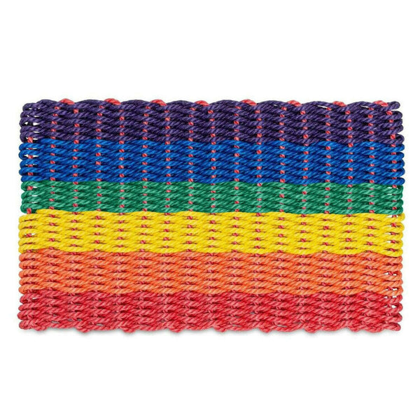 Lobster Rope Doormats, Outdoor Door Mats, Wicked Good Door Mats Made in Maine, Rainbow Stripe
