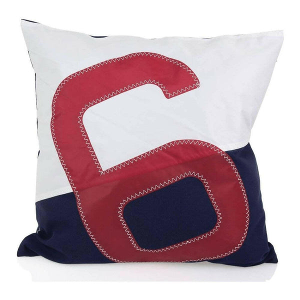 Recycled Sail Pillow, Navy Blue and Red, 20" x 20" Throw Pillows New England Trading Co   