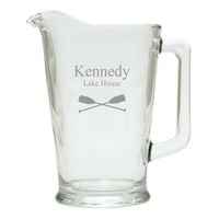 Thumbnail for Personalized Glass Pitcher, Choose from 5 Nautical Designs Serving Pitchers & Carafes Nautical Living Oars  
