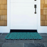 Thumbnail for Lobster Rope Doormats, Outdoor Door Mats, Wicked Good Door Mats Made in Maine, Navy & Teal Double Weave, Front Door View, Front Entrance