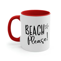 Thumbnail for BEACH Please! Ceramic Beach Coffee Mug, 5 Colors Mugs New England Trading Co Red  