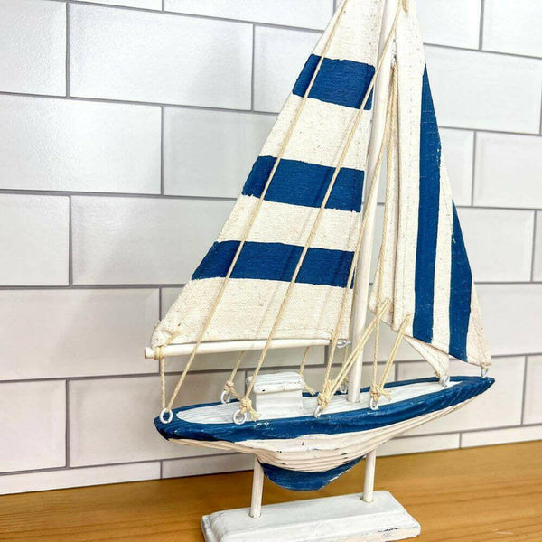 12" Wooden Sailboat Schooner, 3 Colors Decor New England Trading Co   