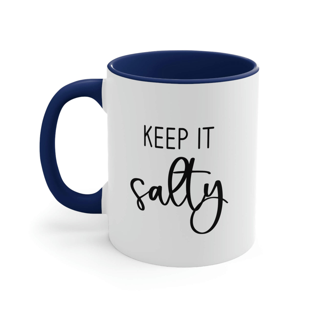 Keep It Salty Ceramic Beach Coffee Mug, 5 Colors Mugs New England Trading Co Navy  