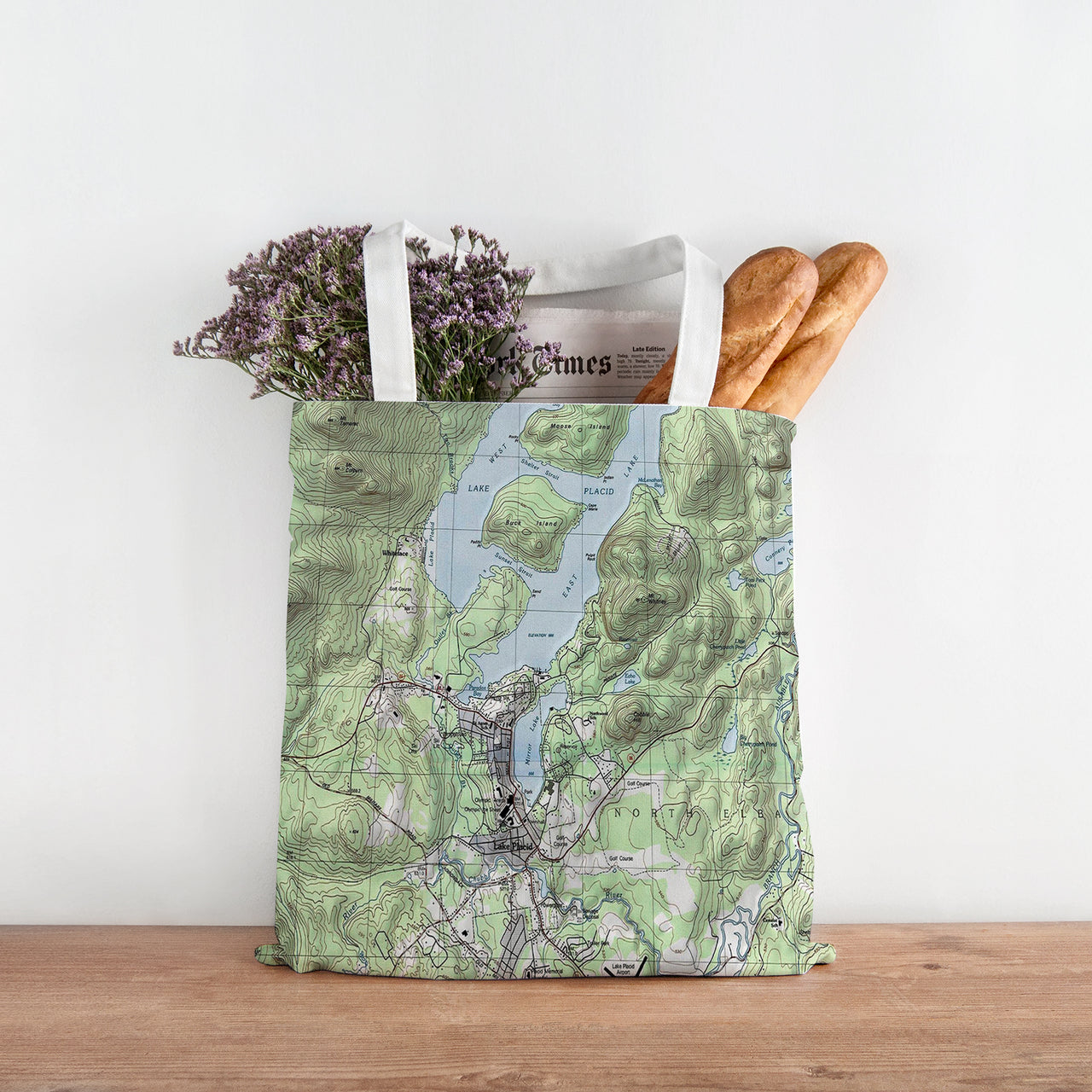 Nautical Chart Tote Bag, Locations in New York