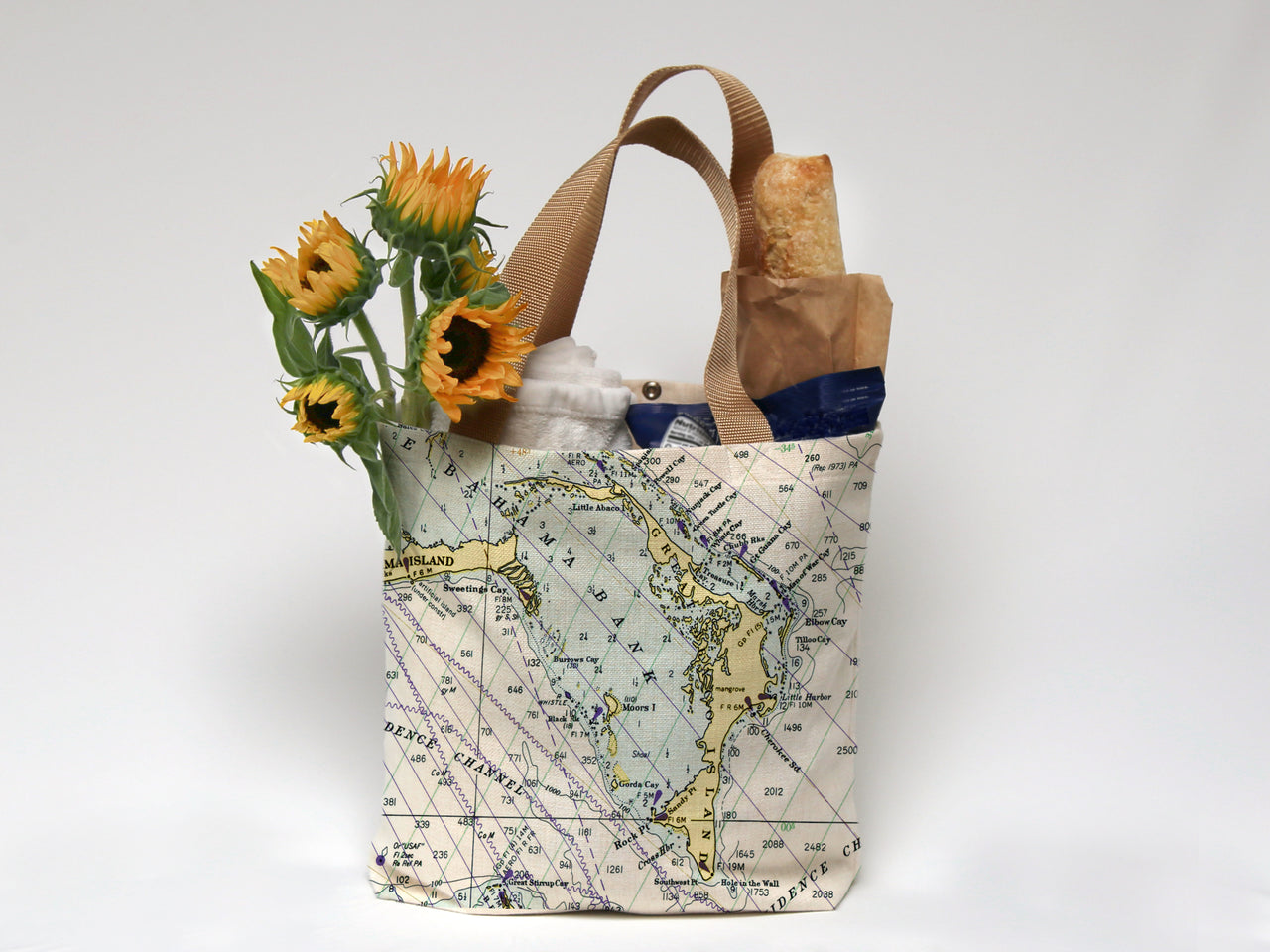 Nautical Chart Tote Bag, Locations in Florida