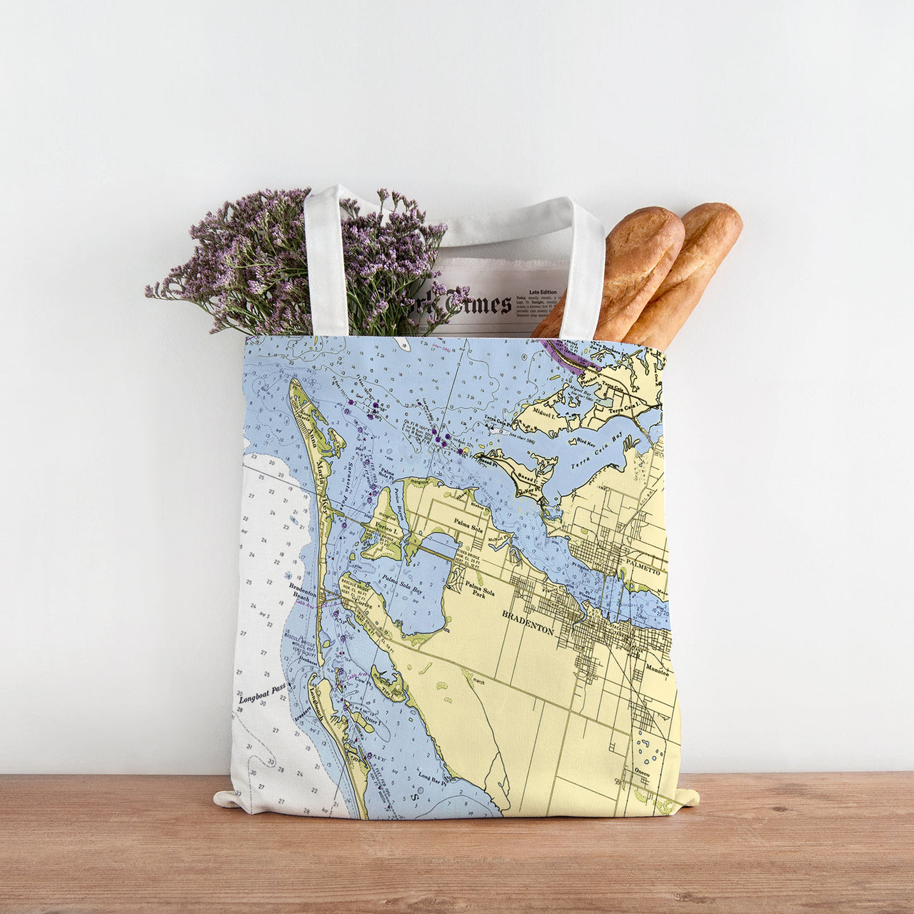 Nautical Chart Tote Bags, Florida Coastal Maps