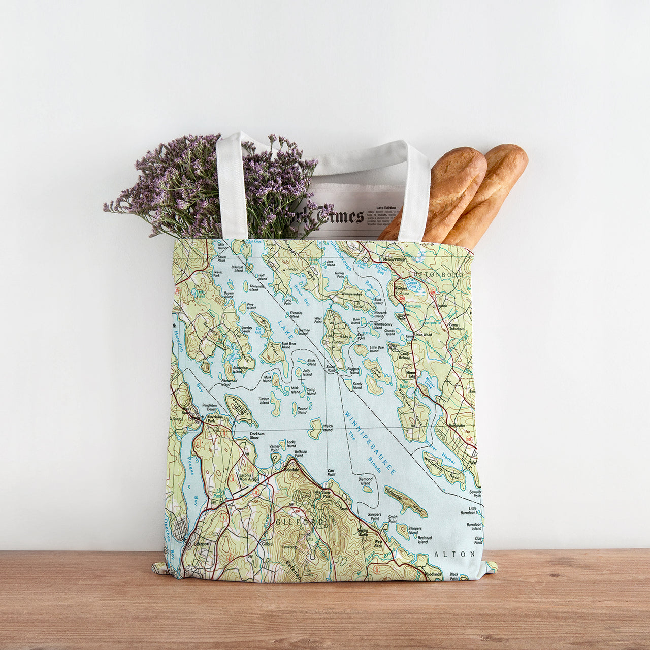 Nautical Chart Tote Bags, New Hampshire Coastal Maps