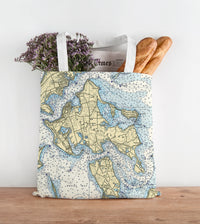 Thumbnail for Nautical Chart Tote Bag, Locations in New York